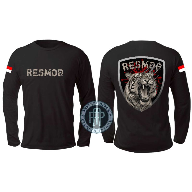 Kaos Resmob Macan Lengan Panjang Lengan Pendek Hitam