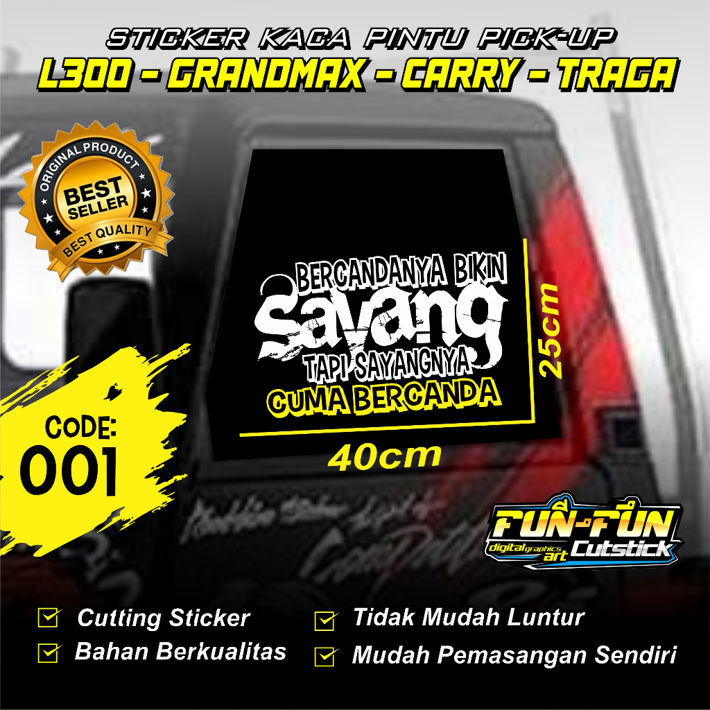 Stiker Kaca Mobil Pickup L300 - Grandmax - Carry - Traga - Stiker Variasi Kaca Mobil