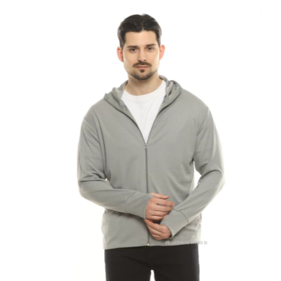 Jaket Olahraga Pria - Wanita Pelindung UV ABU TUA Lengan Panjang Hijab Sport Untuk Yoga/Fitness Spor