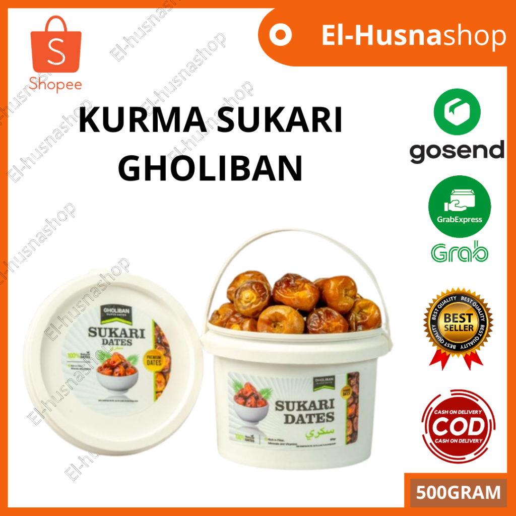 

Kurma Sukari Ember 500gr Gholiban Korma Premium Basah Sukkari Fresh Original
