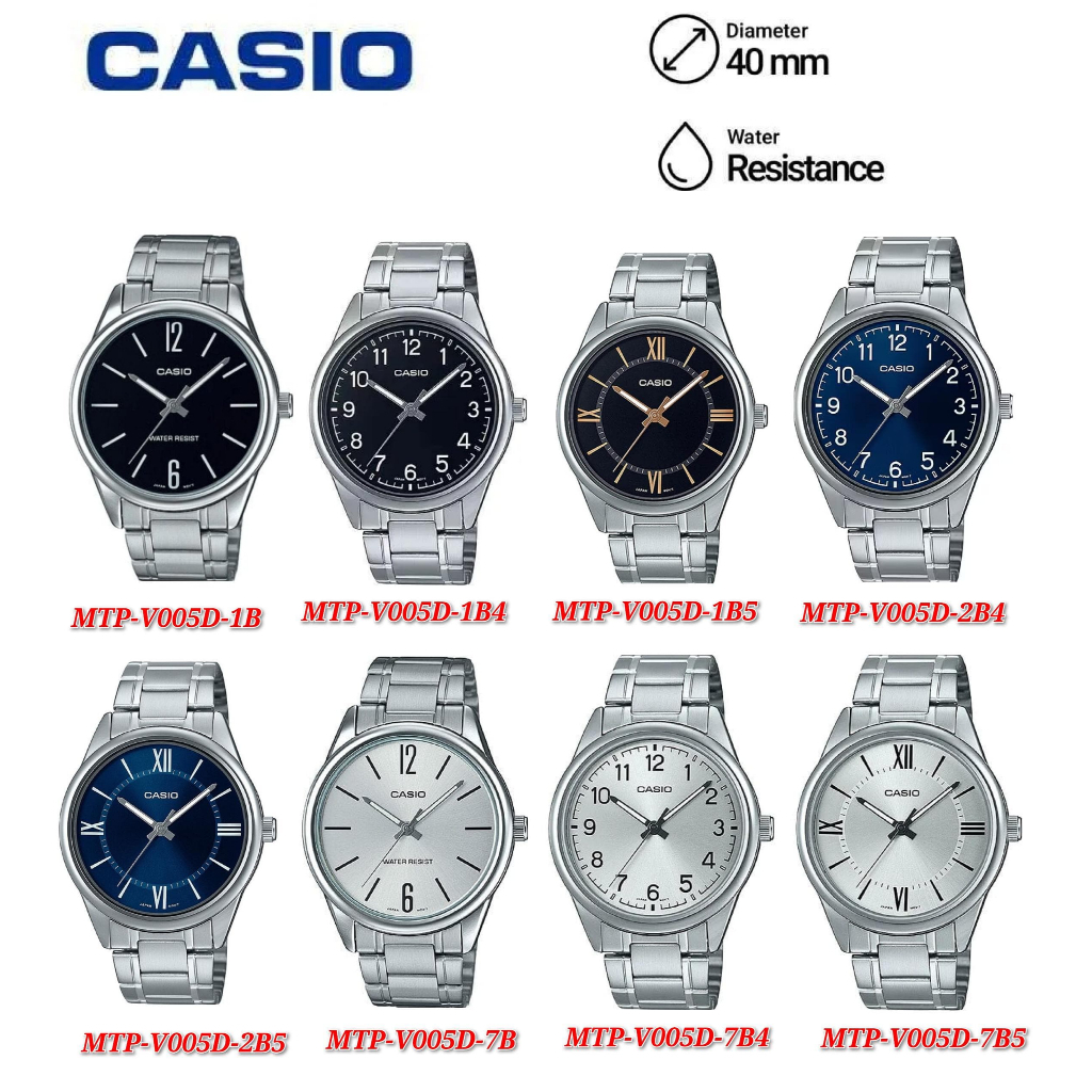 Original 100% CASIO MTP-V005 Jam Tangan Pria MTPV005D MTPV005 Garansi Resmi 1 Tahun MTP-V005D-1B4UDF