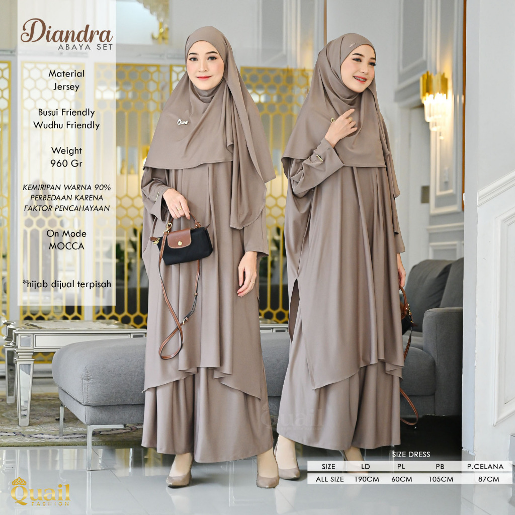 DIANDRA ABAYA SET BAHAN JERSEY YANG LEMBUT DAN NYAMAN DIPAKAI BUAT JALAN-JALAN ATAU OUTFIT DAILY