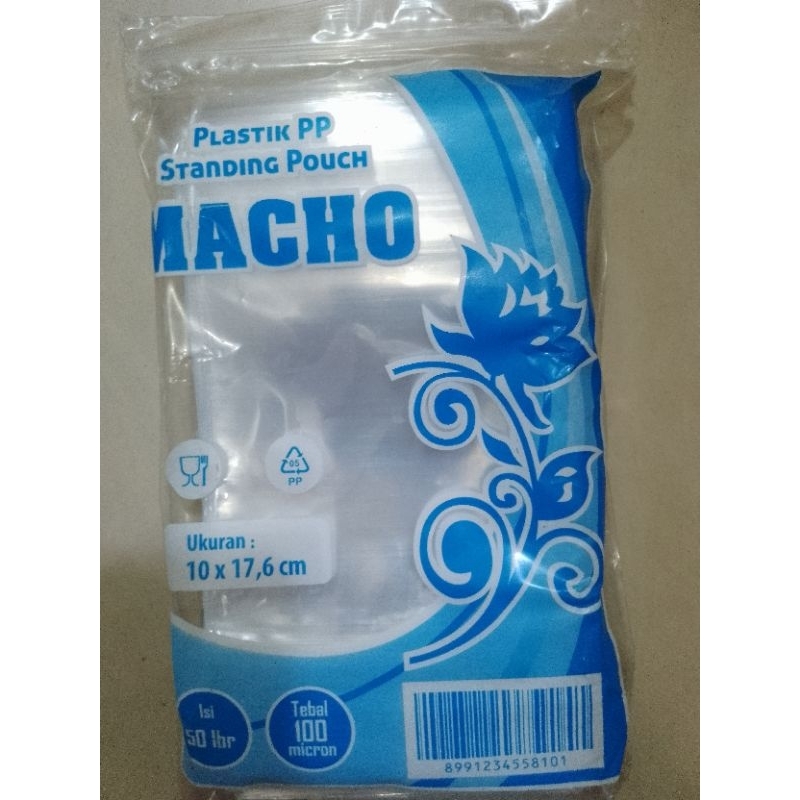 PLASTIK PP/STANDING POUCH /10×17,6 cm/Cap MACHO isi 50