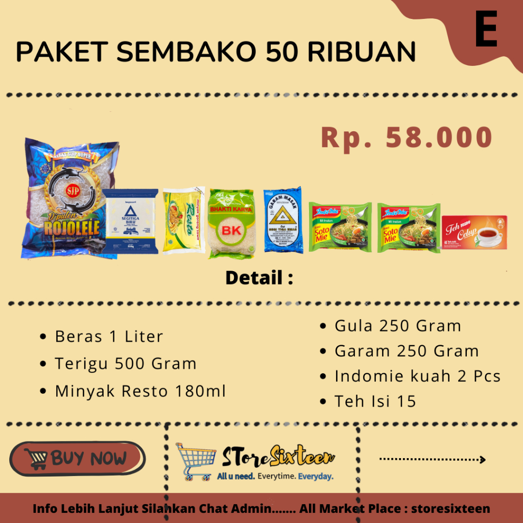 Paket Sembako Mu 50 Ribuan E / Paket Sembako Murah By Storesixteen