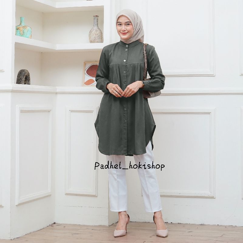 Berkualitas Aluna Tunik / Baju Atasan Wanita Muslim Tunic Basic Polos Rayon Twill Premium Tunik