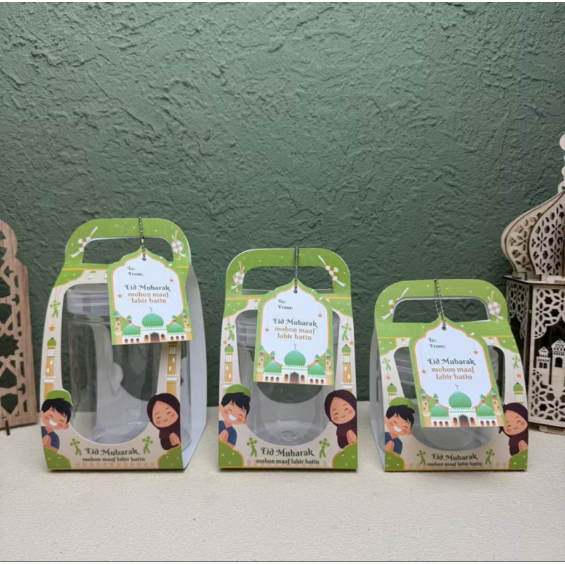 

1 SET 10PCS BOX JINJING TOPLES TABUNG KUE KERING IDUL FITRI FREE HANGTAG LEBARAN DAN GANTUNGAN