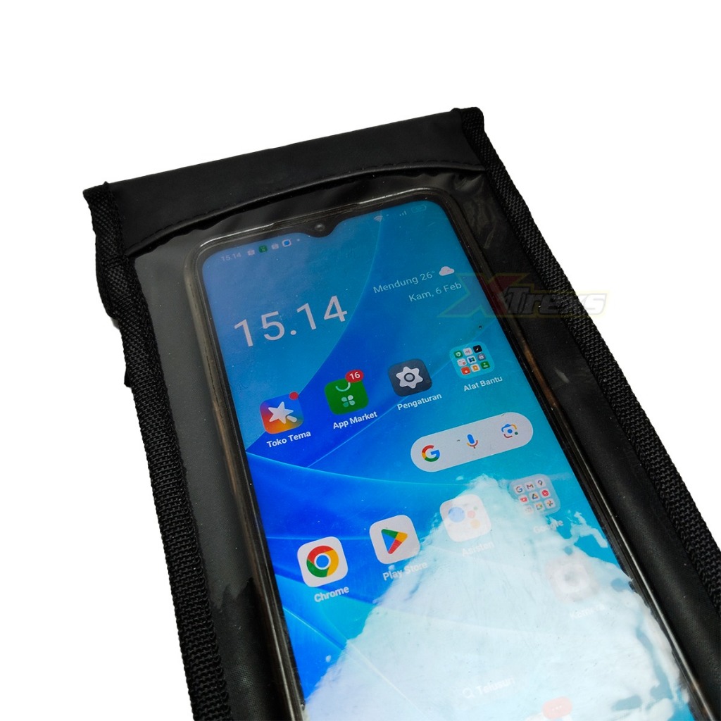 Holder Hp Motor Ada Lubang Cas Holder Layar Sentuh Holder Ojol Pelindung Hp Bahan Kulit Sintetis