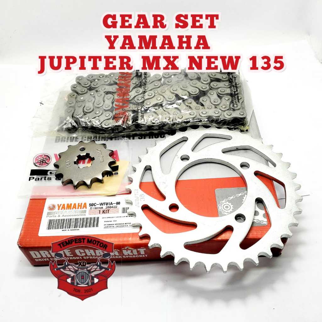 GEAR RANTAI JUPITER MX 135 GEAR SET YAMAHA 5OC GIR SET RANTAI YAMAHA MX NEW 135 GER RANTAI ORI MX
