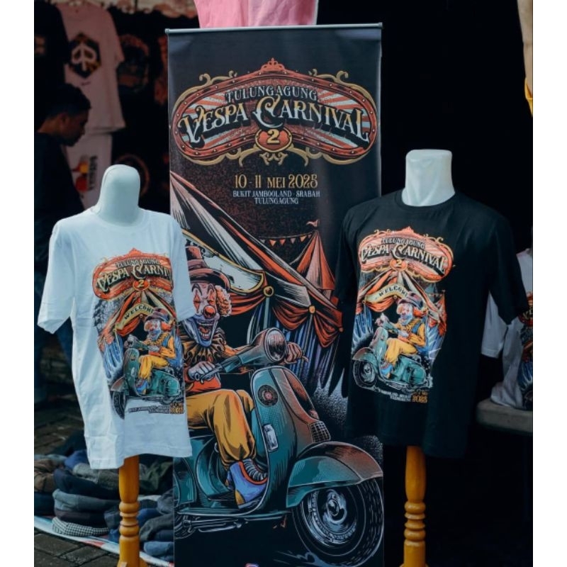 T-SHIRT OFFICIAL MERCHENDISE TVC #2 (HITAM)/TULUNGAGUNG VESPA CARNIVAL/KAOS ACARA VESPA/KAOS VESPA/E