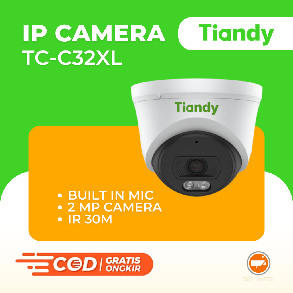 IP Camera CCTV Tiandy TC-C32XL 2MP Audio Color Maker PoE Onvif indoor Garansi