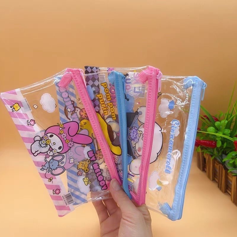 

Delunashop Kotak Pensil Transparan Pouch motif Sanrio / Tas Mika Serba Guna Dinpet kosmetik