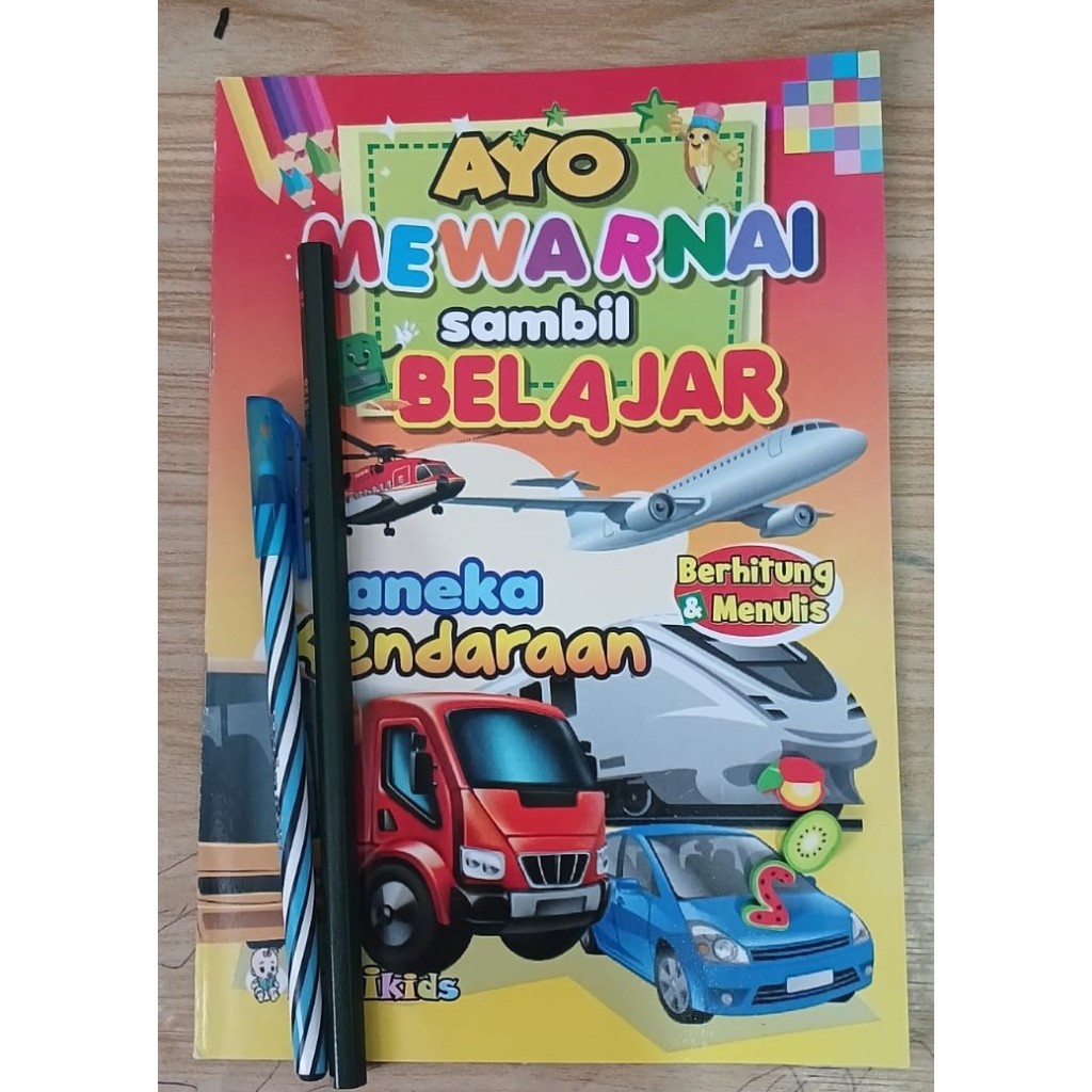(Paket) Buku Mewarnai - Penghapus Lucu - Pensil - Pulpen ALAT TULIS