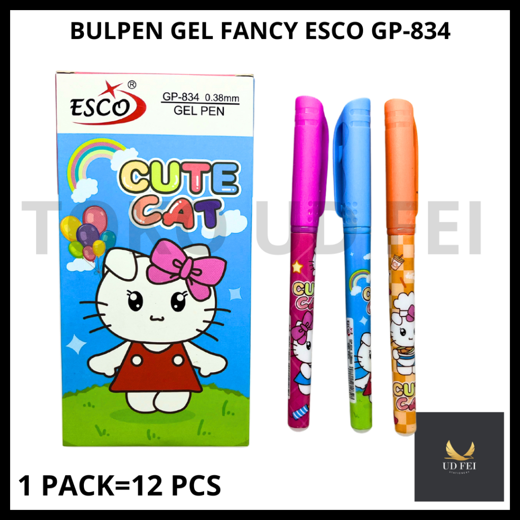 

(1 PACK=12 PCS) BULPEN GEL FANCY HELLO KITTY/ BULPEN GP-834/ BULPEN GEL KARAKTER HELLO KITTY