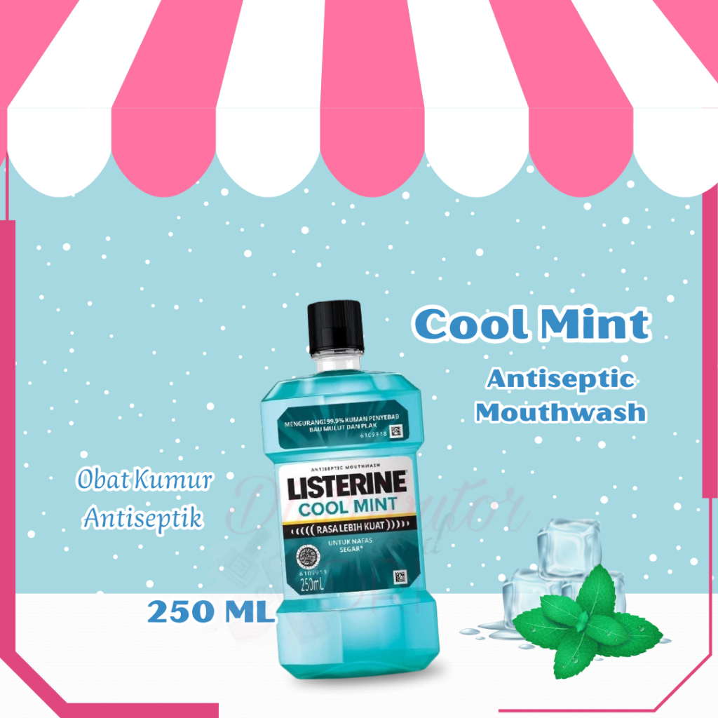 LISTERINE Cool Mint Antiseptic Mouthwash / Obat Kumur Antiseptik - 250ml | BPOM