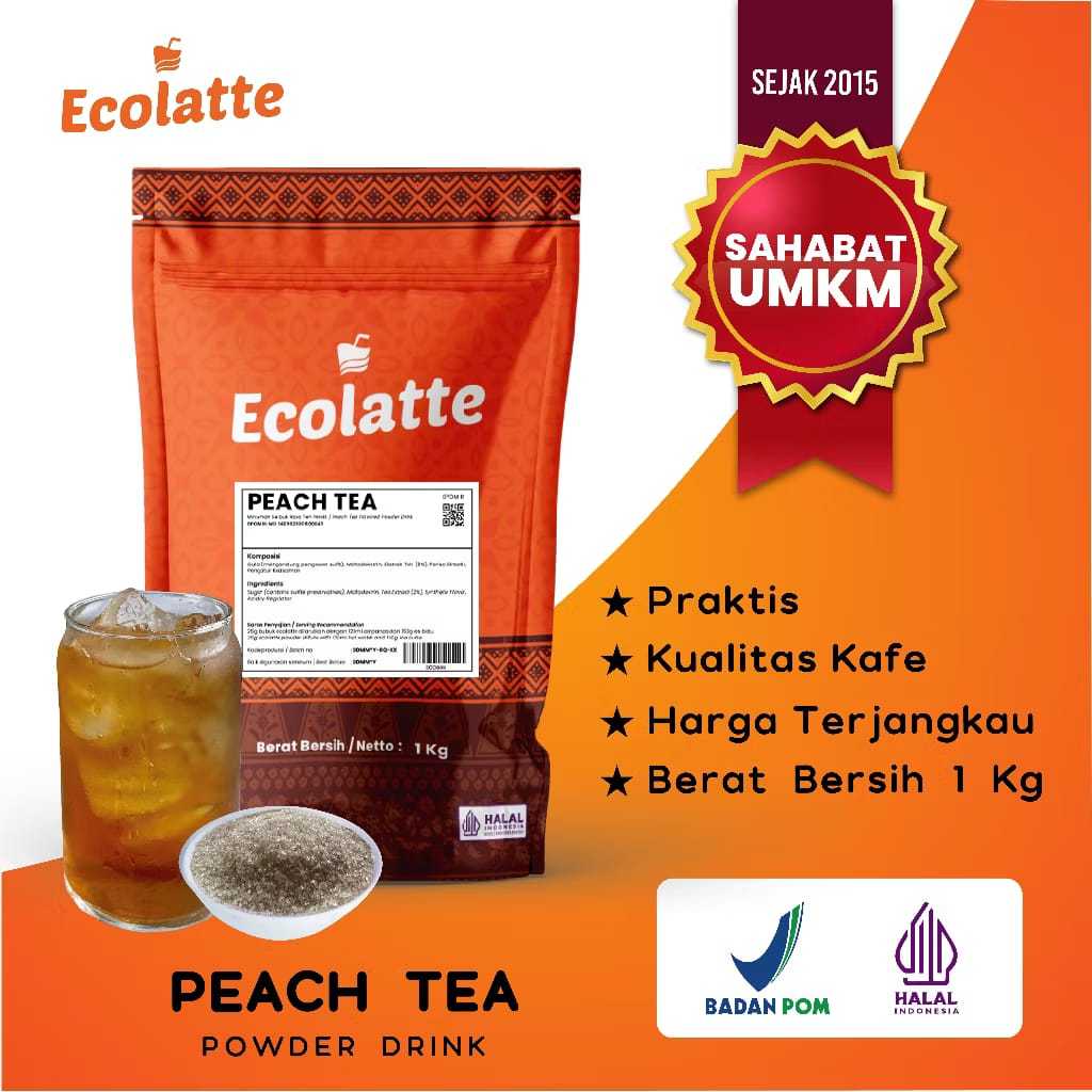 

ECOLATTE PEACH TEA POWDER DRINK 1KG USAHA MINUMAN UMKM