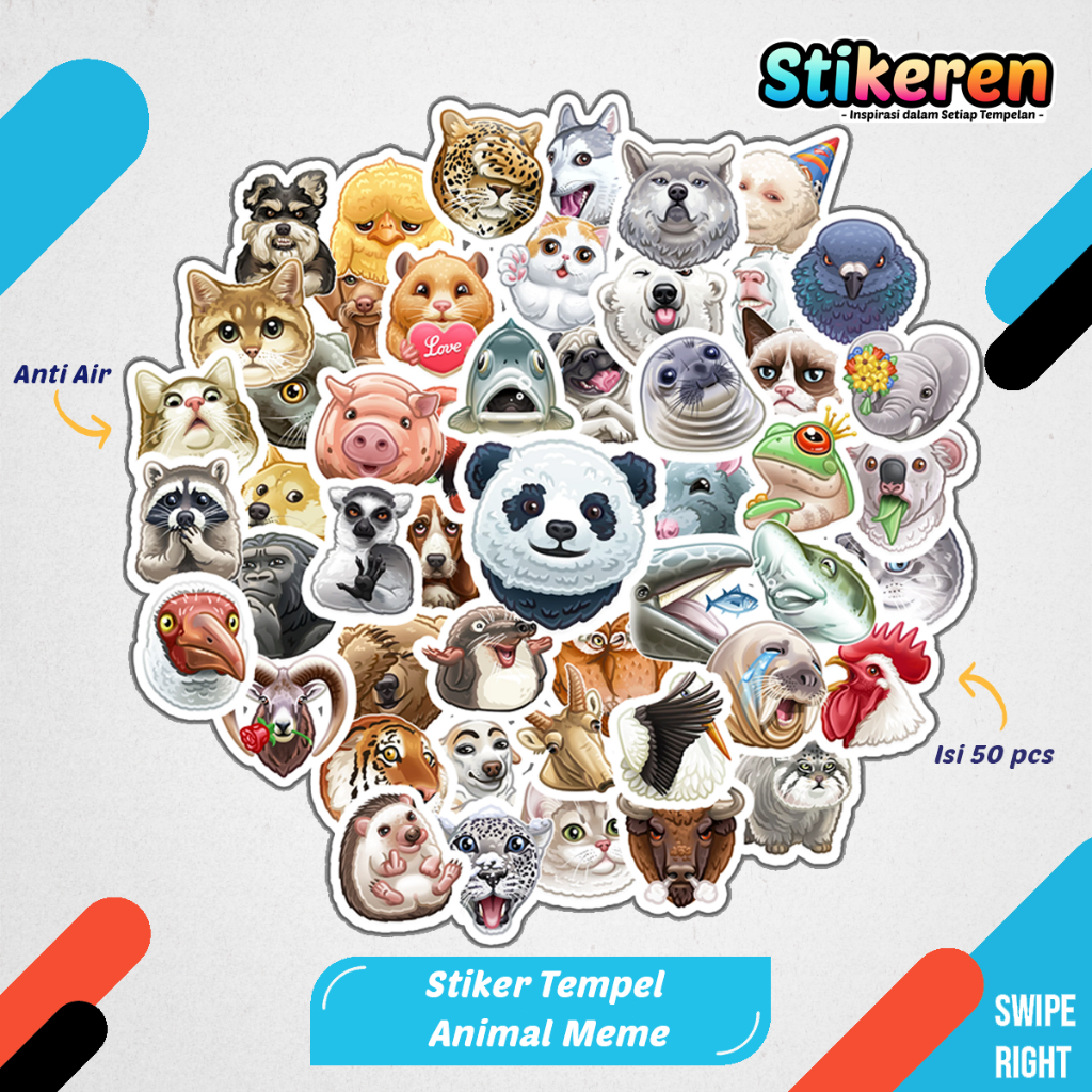 

Stiker Animal Meme Chibi Kartun Film Paper Vinyl Dekorasi Laptop Koper Tumbler Kulkas DIY