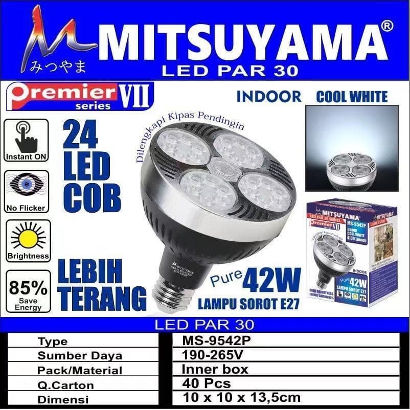 Lampu LED Par 30 / Lampu Sorot Par COB 42 Watt E27 Mitsuyama MS-9542