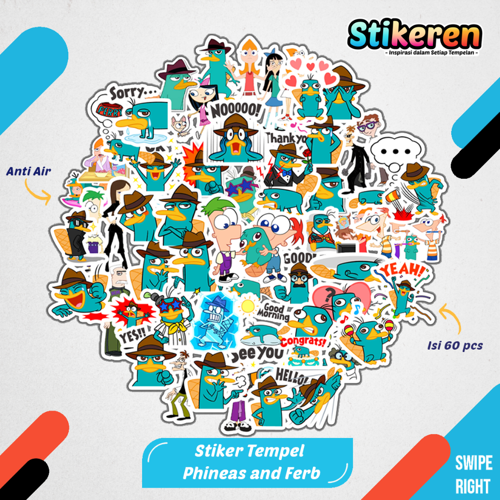 

Stiker Phineas and ferb Kartun Film Paper Vinyl Dekorasi Laptop Koper Tumbler Kulkas DIY