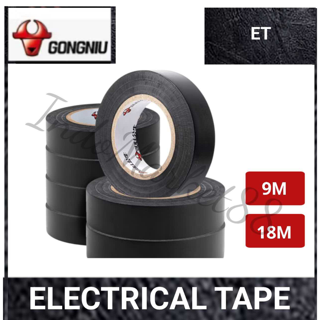 ET GONGNIU / ELECTRICAL TAPE / ISOLASI LISTRIK 9M 18M METER 0.13MM X 18MM PVC ANTI BAKAR
