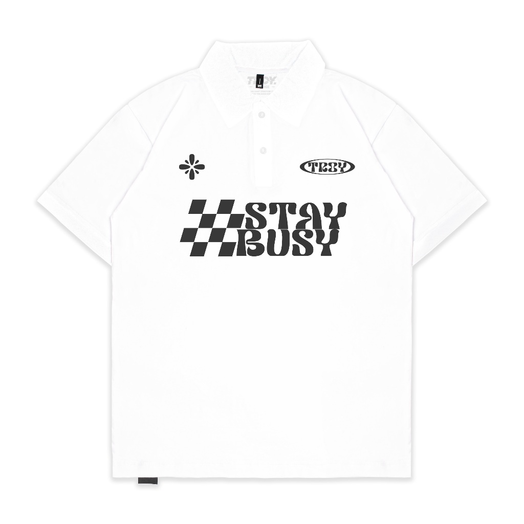 Troy Company Wangky Polo Shirt Full White Chequer - Kaos Polo Putih WKD 2991