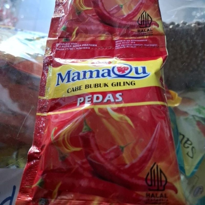 

MamaQu Cabe Bubuk Giling Pedas Halal 25 gr [1 renteng isi 10 psc]