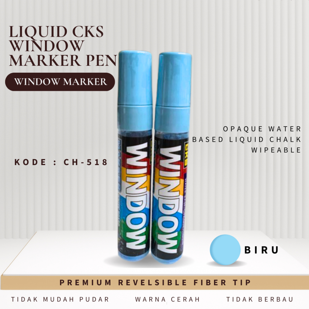 

CKS CH-518 BIRU GLASSBOARD WINDOW MARKER LIQUID CHALK
