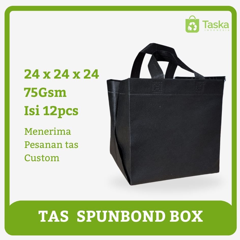 

Taska - Tas Spunbond Press Box 24x24x24 Warna Hitam Harga Lusinan Tas Nasi Kotak Box Grosir