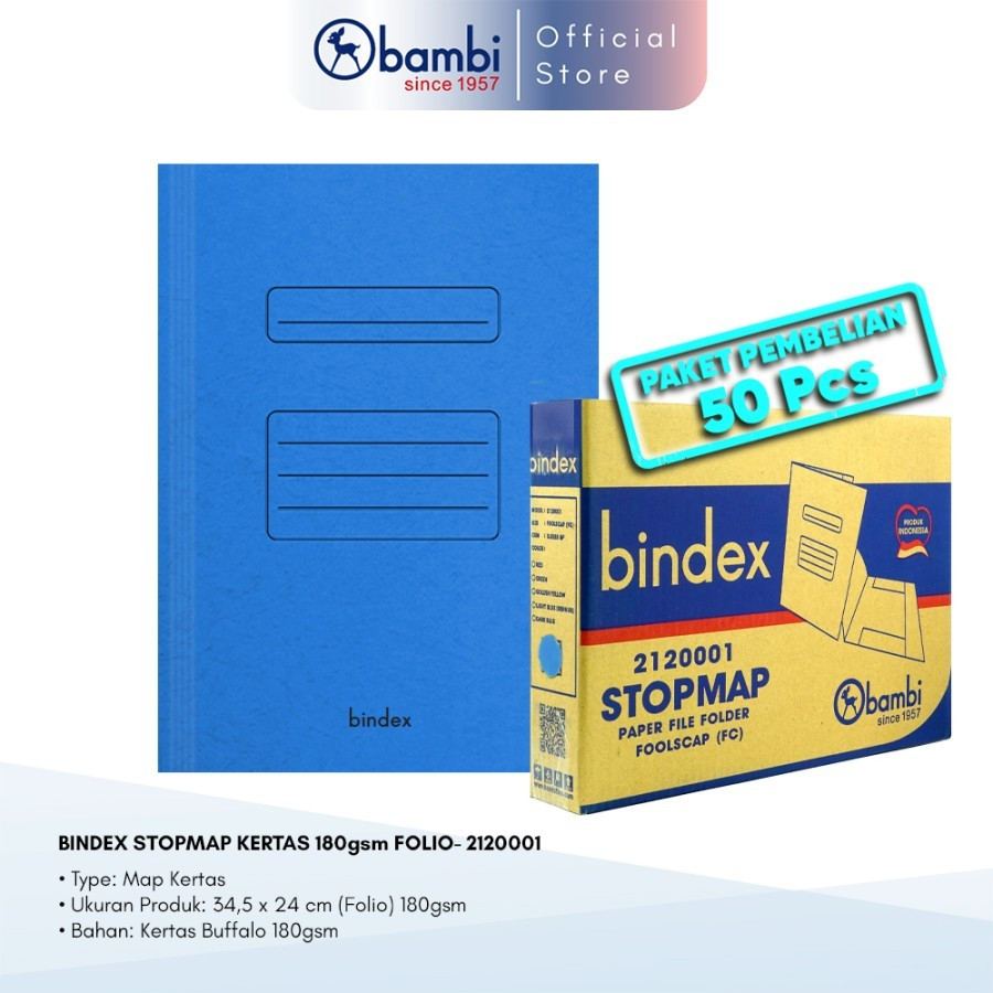 

Bindex Stopmap / Map Kertas Folio Warna Dark Blue #5002 (1 PACK ISI 50 PCS)