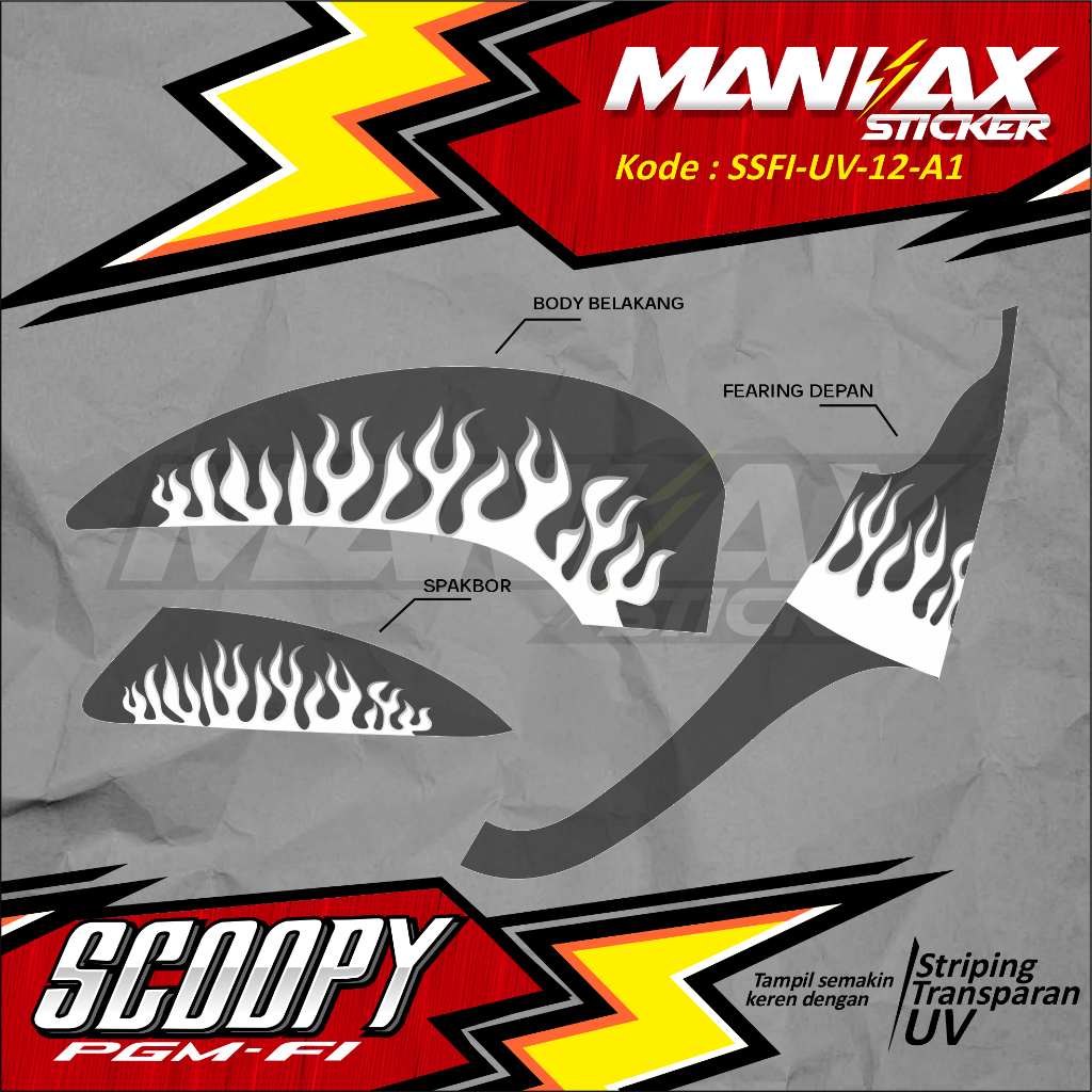 STRIPING TRANSPARAN UV SCOOPY FI SCOOPY ESP MOTIF API  - SSFI-UV