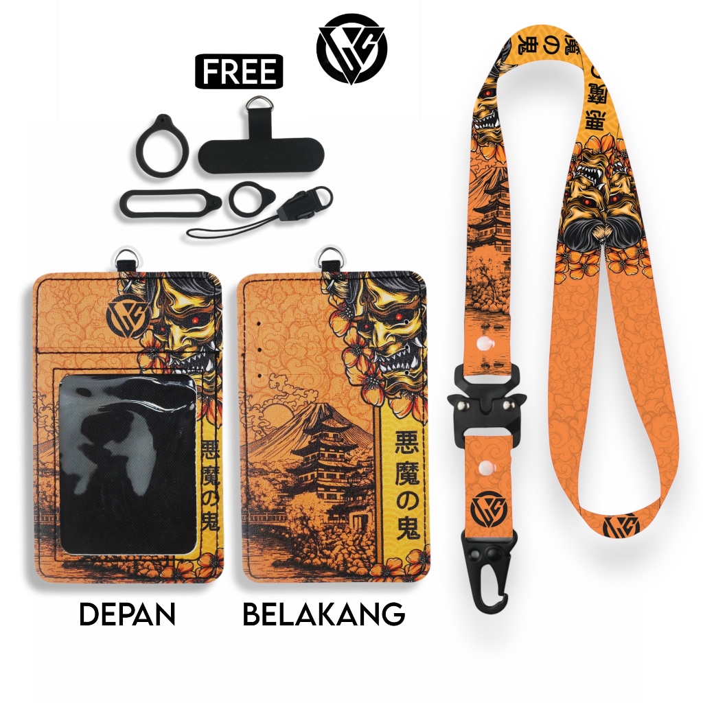 

LC.ID Lanyard Id Card Holder Leather Printing UV Tali Lanyard Holder Kulit Printing - Japan Art Series V3