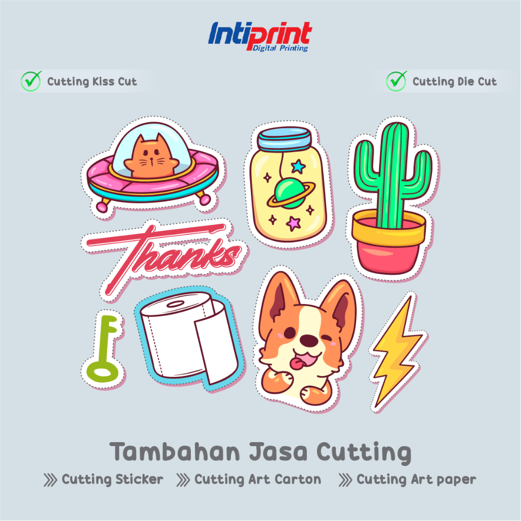 Tambahan Cutting Per Lembar - Kiss Cut / Die Cut, Cutting Sticker, Art Carton, Art paper, Stiker