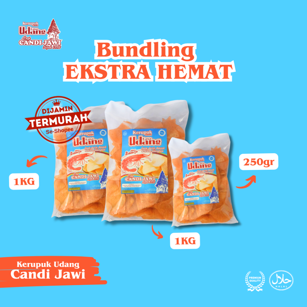 

Bundling Ekstra Hemat Buy 2 Get 1 Kerupuk Udang Candi Jawi Kerupuk Udang Murah 1kg*2 + 250gr