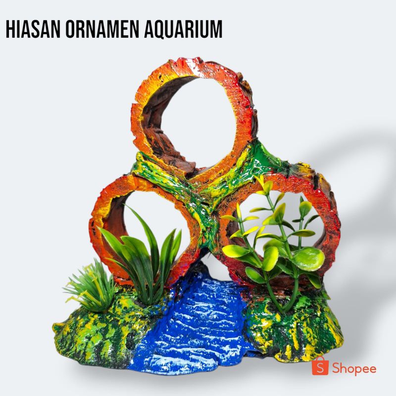 Hiasan Ornamen Aquarium Rumah Ikan Terowongan Triangle
