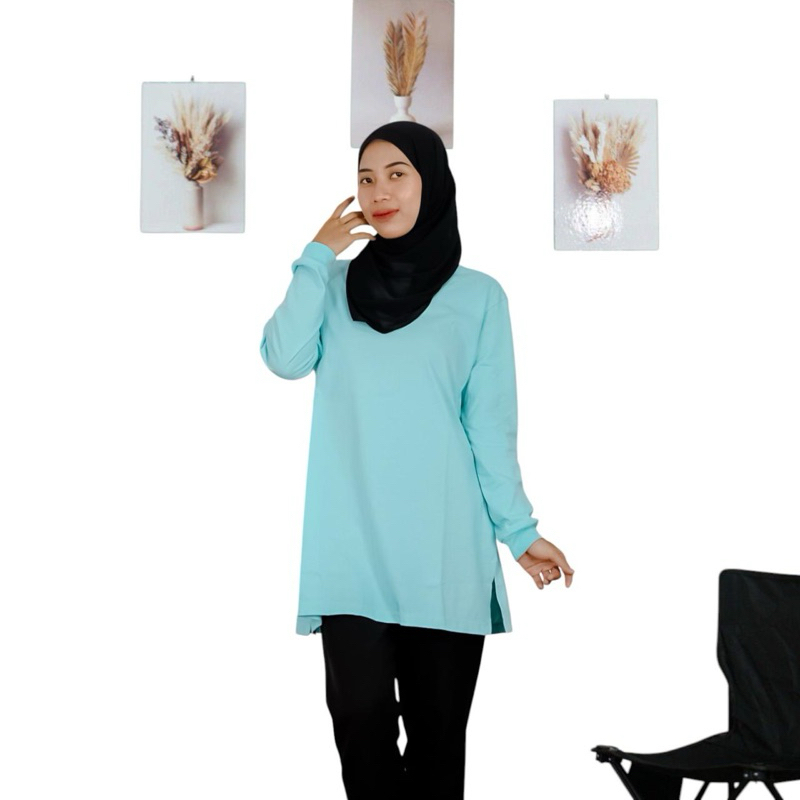Kaos Tunik Wanita / Tunik Lengan Panjang / Atasan Tunik Polos / Tunik Jumbo / Kaos Tunik Polos Terba