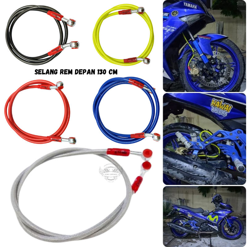 Selang rem depan variasi panjang 130 cm Tdr motor Vixion Klx Ninja R RR Satria Fu Jupiter Z Tiger Va