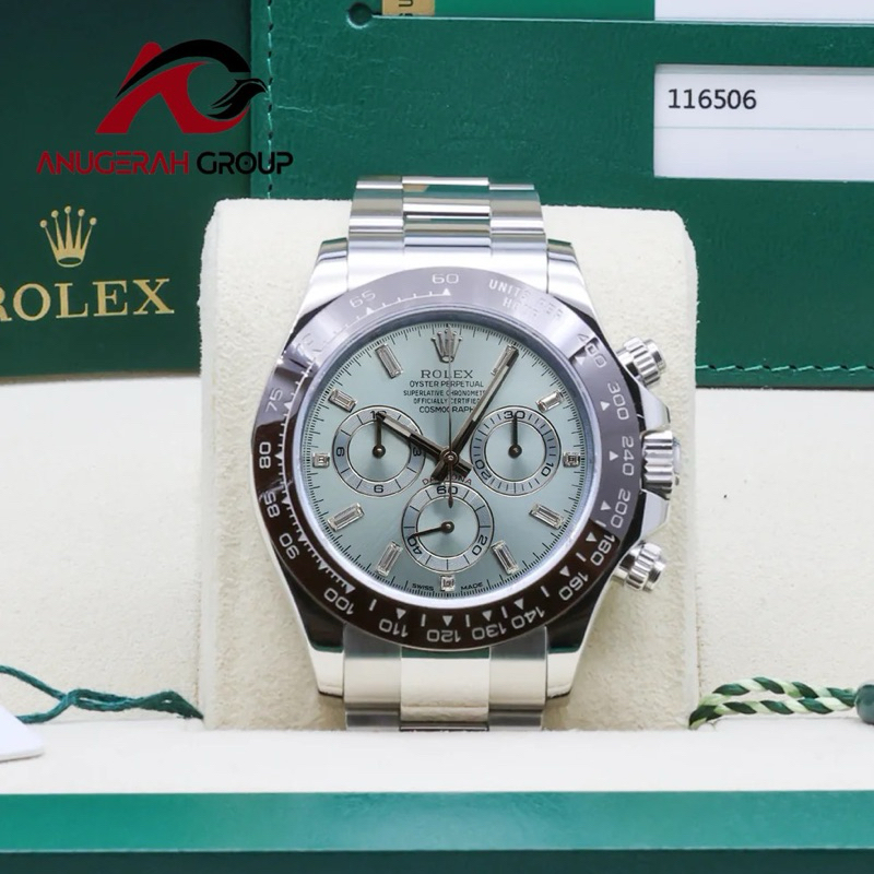 ROLEX DAYTONA COSMOGRAPH PLATINUM BAGUETTE ICE BLUE 40MM CALIBER 4131 MOVEMENT FULLSET