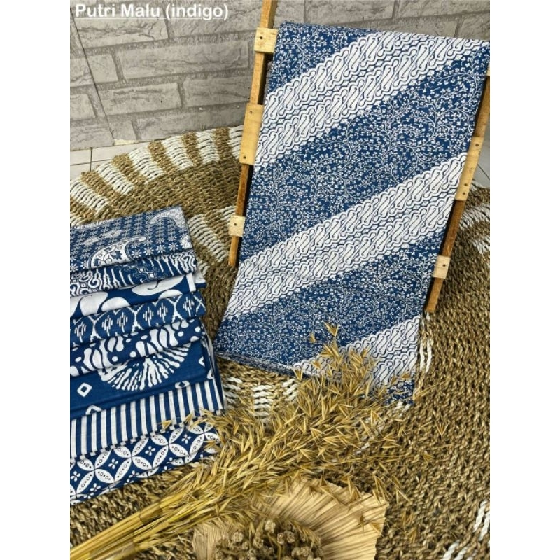 Kain Batik Pekalongan Warna Indigo Ukuran Panjang Bahan Katun Halus