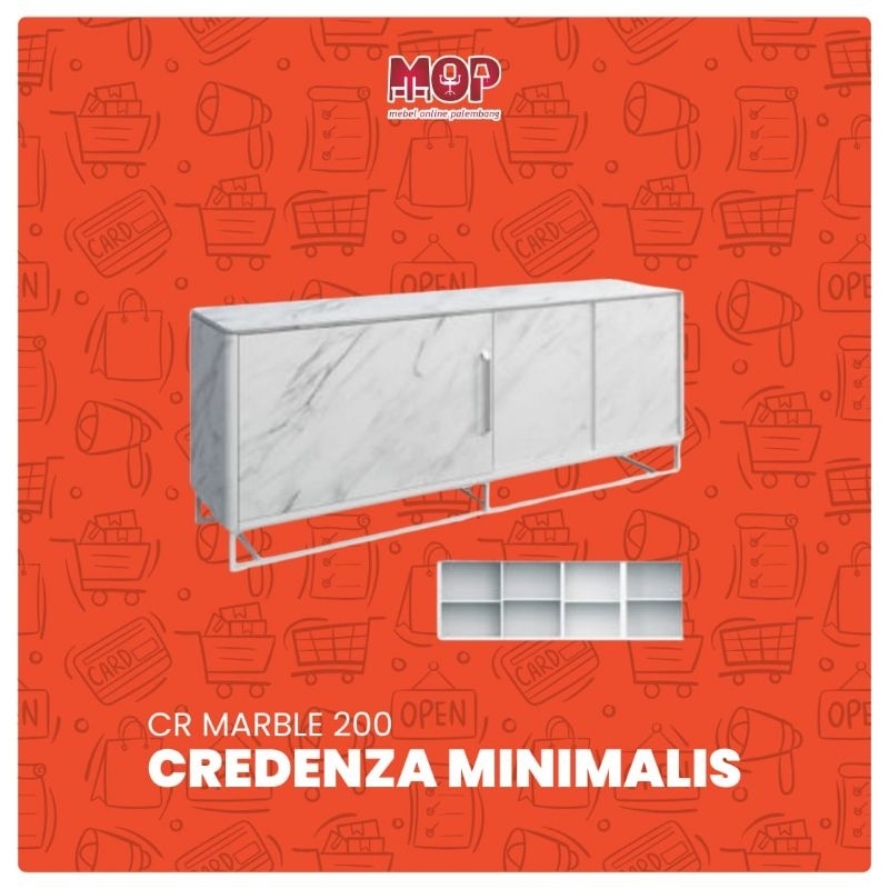 Buffet TV Meja TV Minimalis Putih Marble Siantano