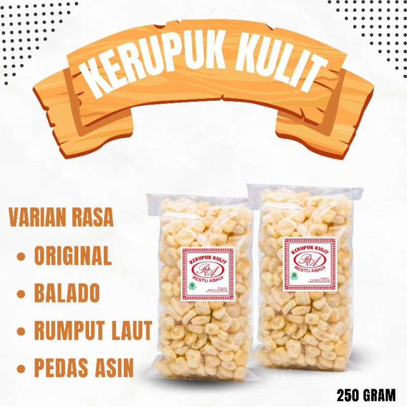 

kerupuk kulit sapi 250 gram/snek/cemilan/pedas/asin/keripik/kerupuk kulit sapi matang/food/gurih/ringan/rambak/derokdok