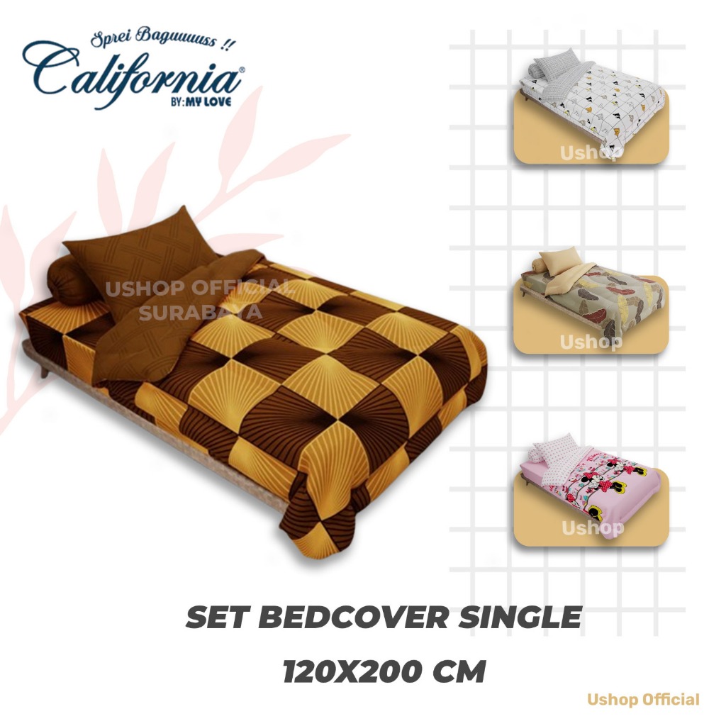 SET Bedcover California 120x200 Tinggi 20 Cm Single Size BC120CLF GROSIR USHOP