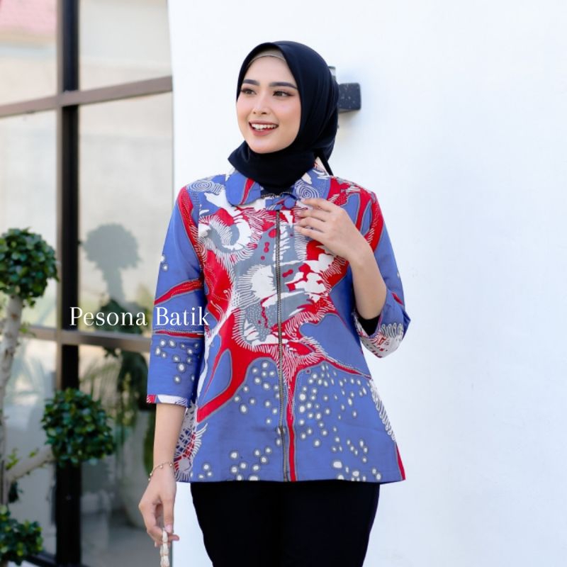 BATIK WANITA WARNA KOMBINASI ATASAN BLOUSE BLOUSE BATIK TUNIC BATIK WANITA MODERN BATIK TUNIK WANITA