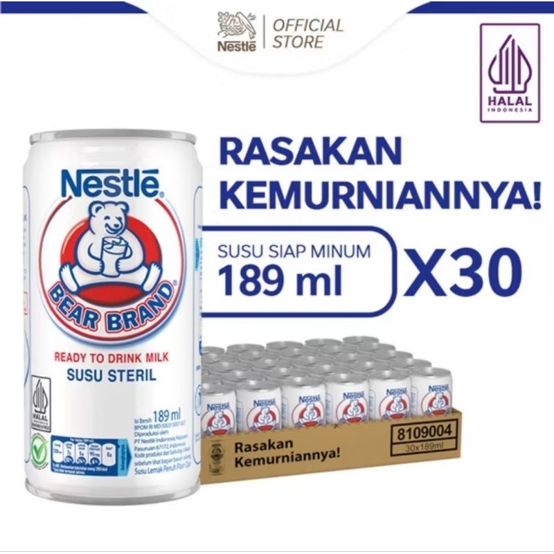 

BEAR BRAND Susu Kaleng Susu Beruang Susu Steril | 189ml x 30 Pcs