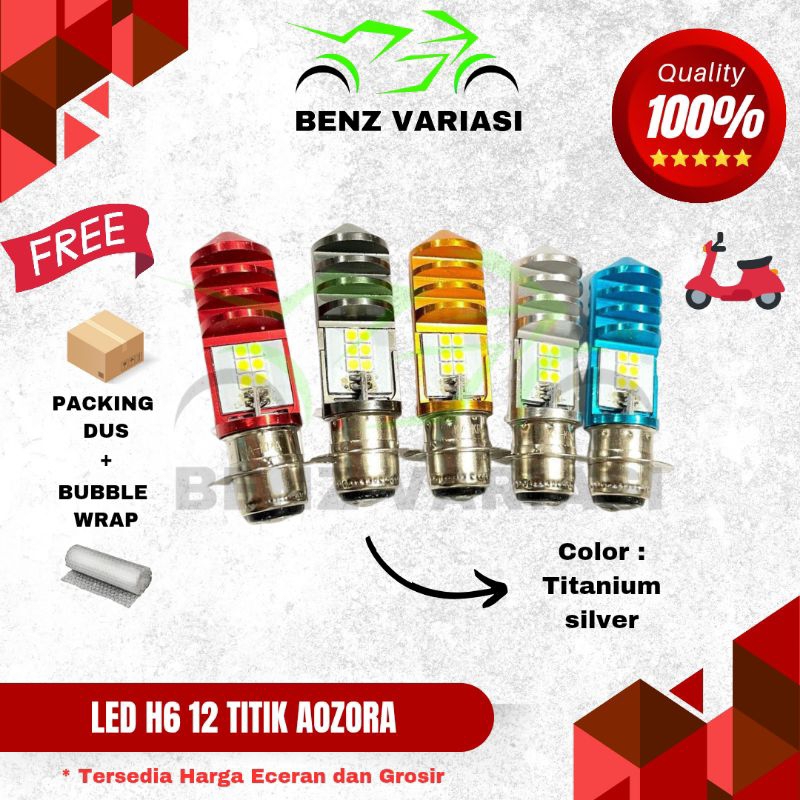 AOZORA LED MURAH PUTIH H6 2 SISI 12 MATA AC DC JAUH DEKAT UNIVERSAL BEBEK H6 SUPRA BEAT VARIO SATRIA