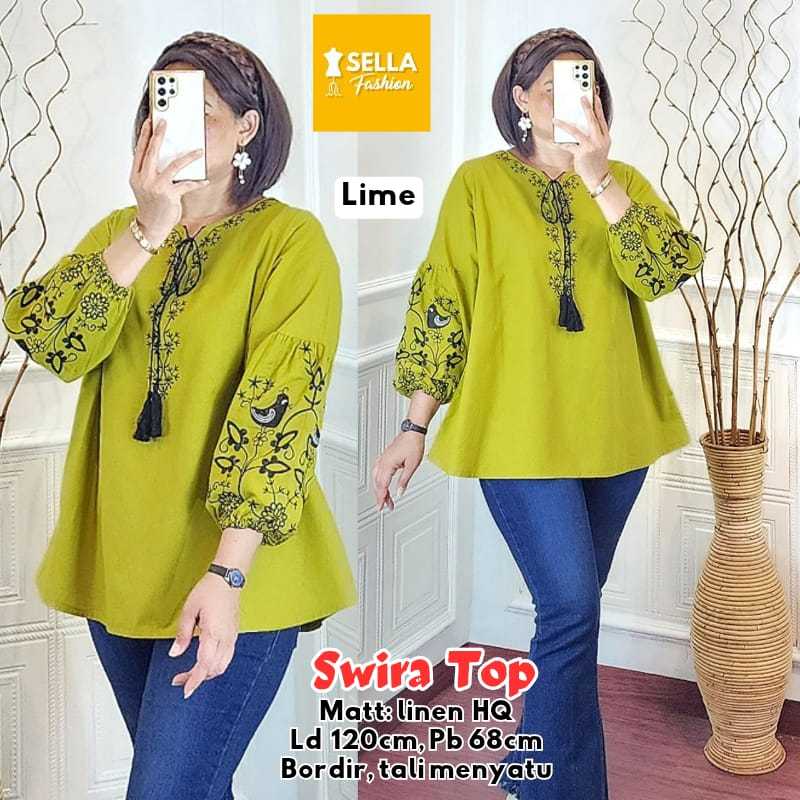 ATASAN WANITA BORDIR BAHAN LINEN LD 110 PB 63 - 70