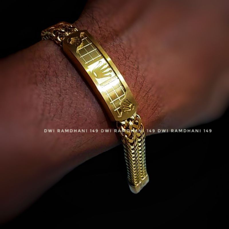 Gelang Pria Keren ROLE Rantai Dobel Titanium original anti karat