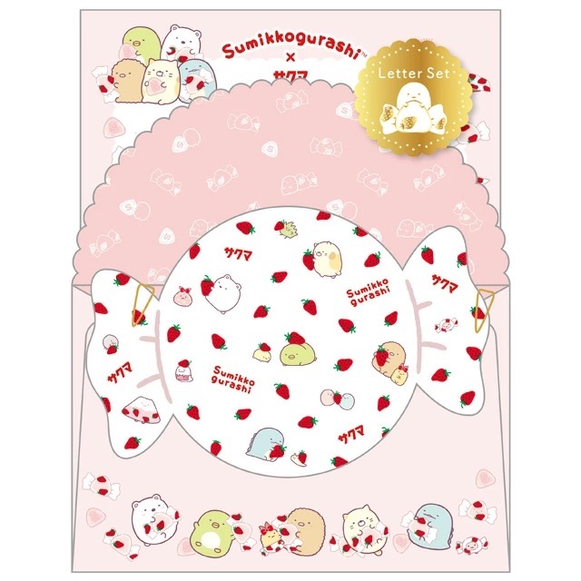 

Letter Set San-X Sumikko Gurashi Sakuma Strawberry Candy Set Surat Greeting Envelope Limited Edition