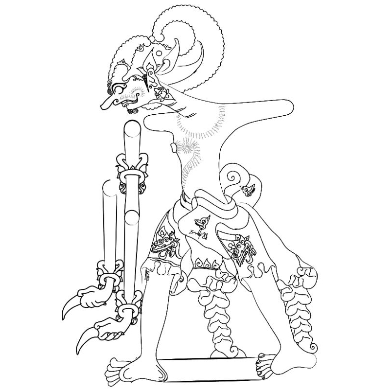 blak wayang Werkudara Wanda bedhil gratis kertas karbon