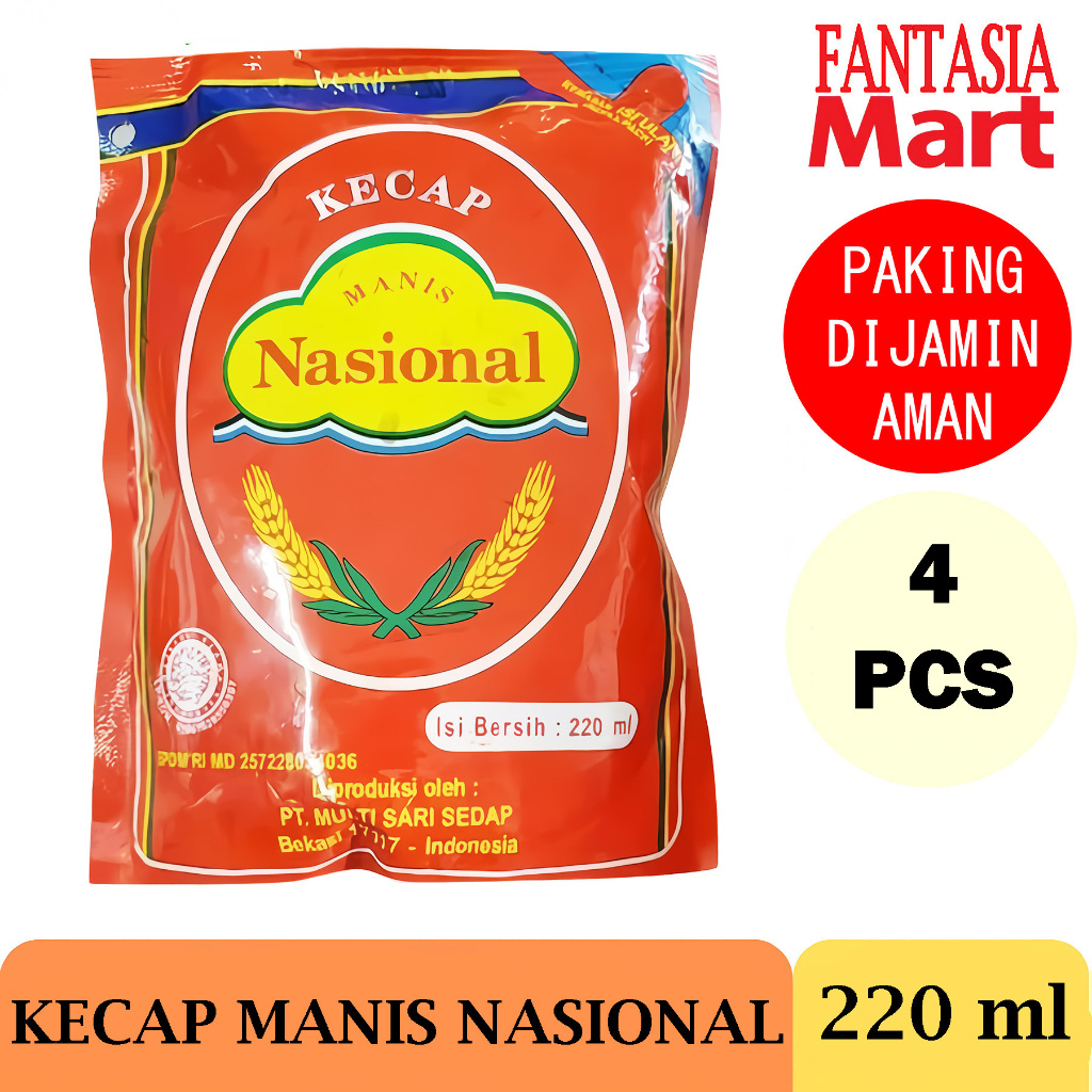 

KECAP MANIS NASIONAL 220 ml PACK PER 4 PCS FANTASIA DENGAN PAKING AMAN
