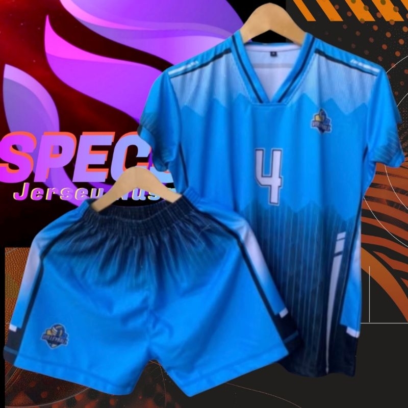 SPECS.21 Baju Kaos Jersey Atasan Wanita Biru Full Printing Jersey Voli Cowok Set 3D Size S-Jumbo 6xl