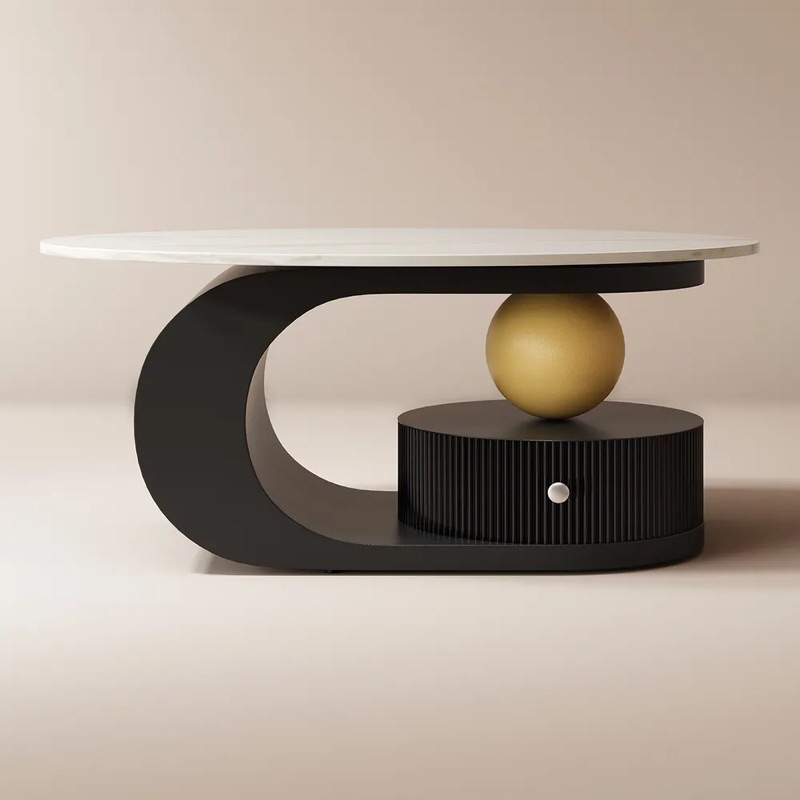 Meja kopi Minimalis | Bar Coffee Table Top Marmer Duco Black